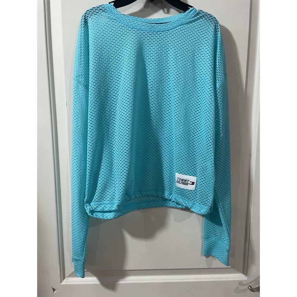 Tommy Hilfiger Women's Blue Mesh Layer Long Sleeve S/M